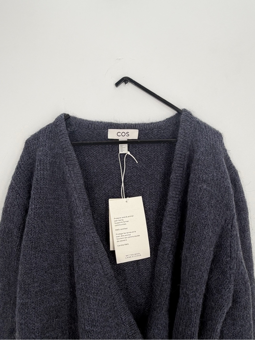 Cos Wool Alpaca Blend Wrap Cardigan In Navy